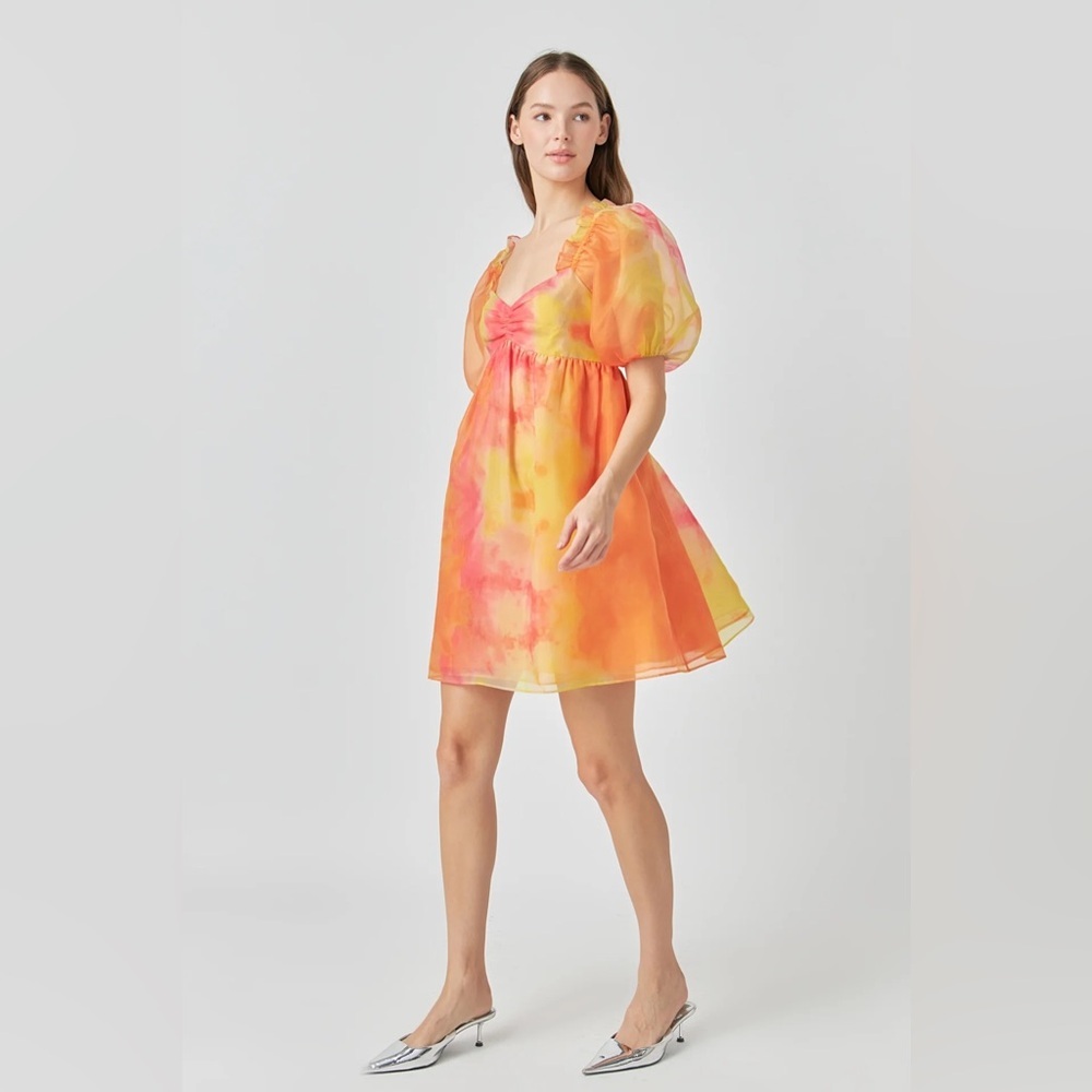 Endless Rose Organze Tie-dye Babydoll Dress Women’s Size Large
